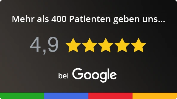 Über 400 Patienten bewerten uns sehr gut bei Google